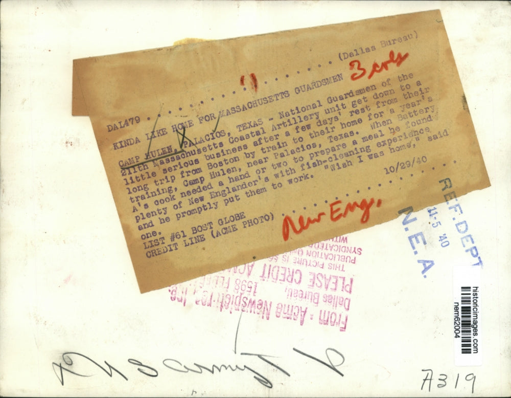 1940 Press Photo Masachusetts Coastal Guardsmen at Camp Hullen Training