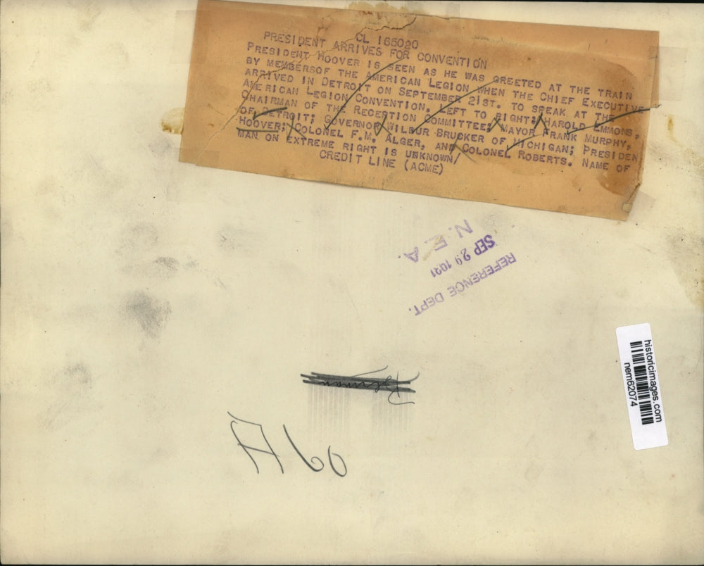 1931 Press Photo President Hoover greeted by the American Legion members