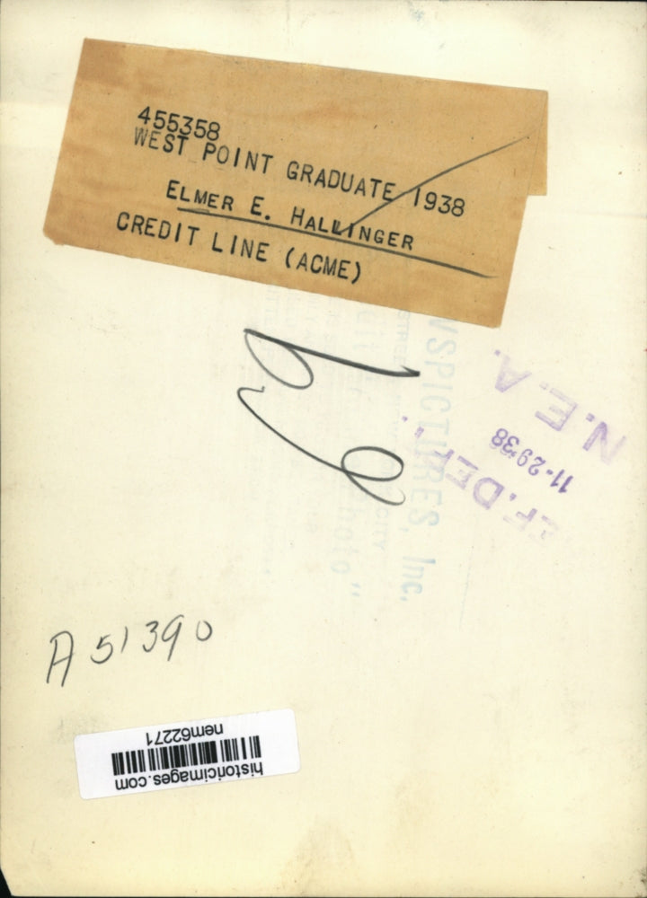 1938 Press Photo Elmer E. Hallinger, West Point graduate - nem62271