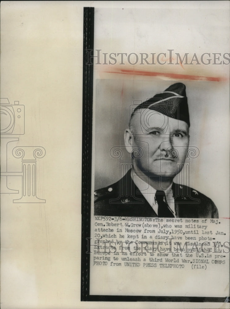 1952 Press Photo Maj. Gen. Robert W. Grow, an attache in Moscow - nem62339