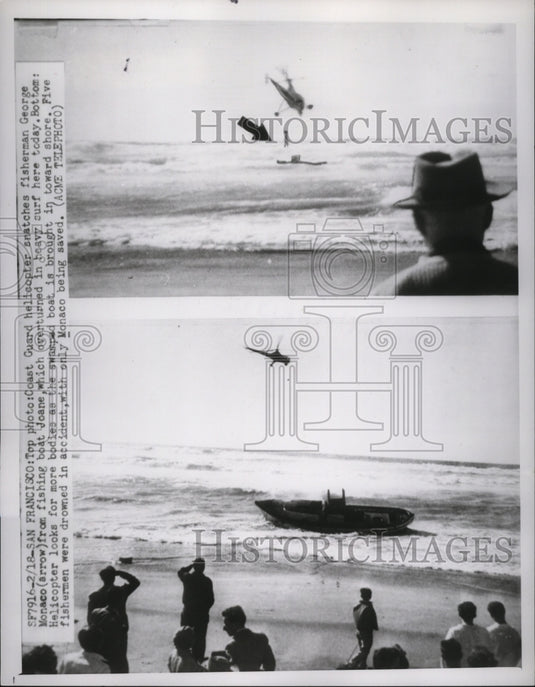 1951 Press Photo U.S Coast Guard Helicopters rescued Fishermen George Monaco