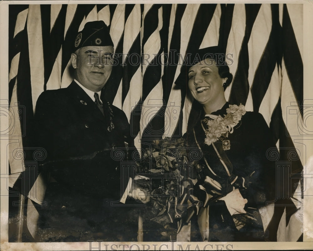 1936 Press Photo Harry Colmery and Mrs. Hahn, elected heads of American Legion