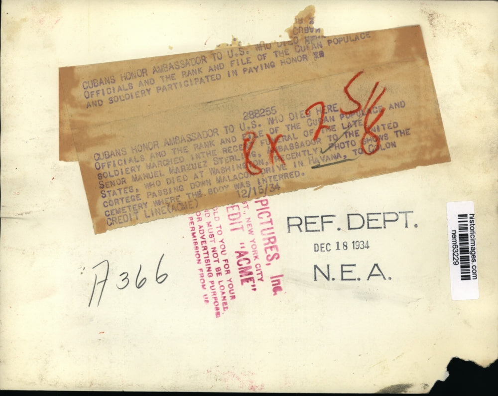 1934 Press Photo Crowd During The Funeral Of Late Senor Manuel Marzuez Sterling