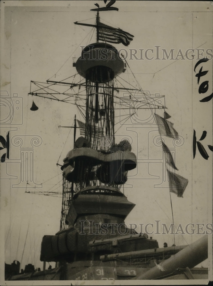 1918 Press Photo a view of the USS WYOMING during battle in World War I