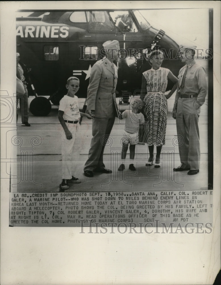 1952 Press Photo Col Robert Galer returned at El Toro Marine Corps Station