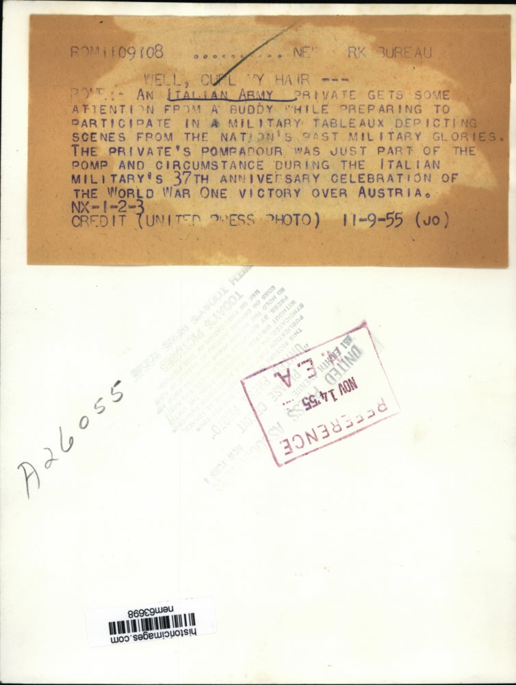 1955 Press Photo Italian Army enjoys pomp during Italian Military anniversary