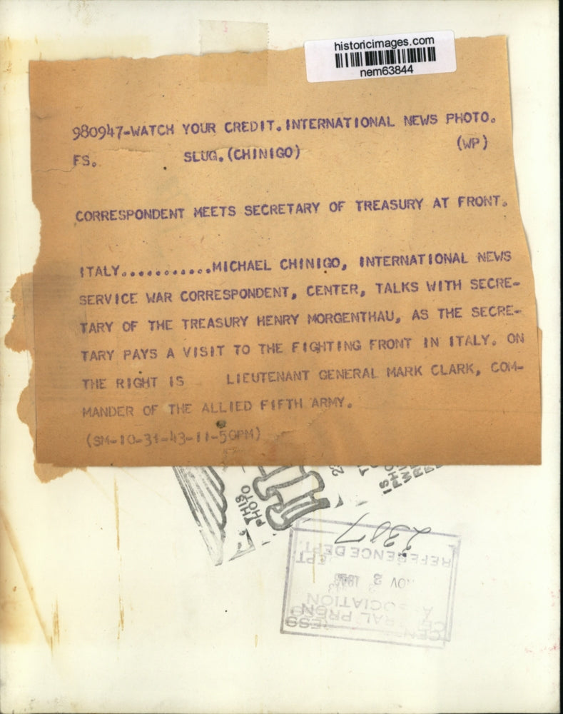 1931 Press Photo War Correspondent meets Henry Morgenthau whose visiting Front