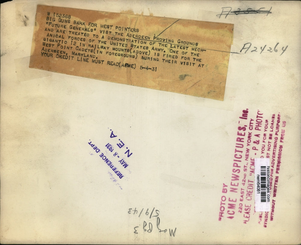 1931 Press Photo West Point Cadets witness the Army Forces' Demonstration