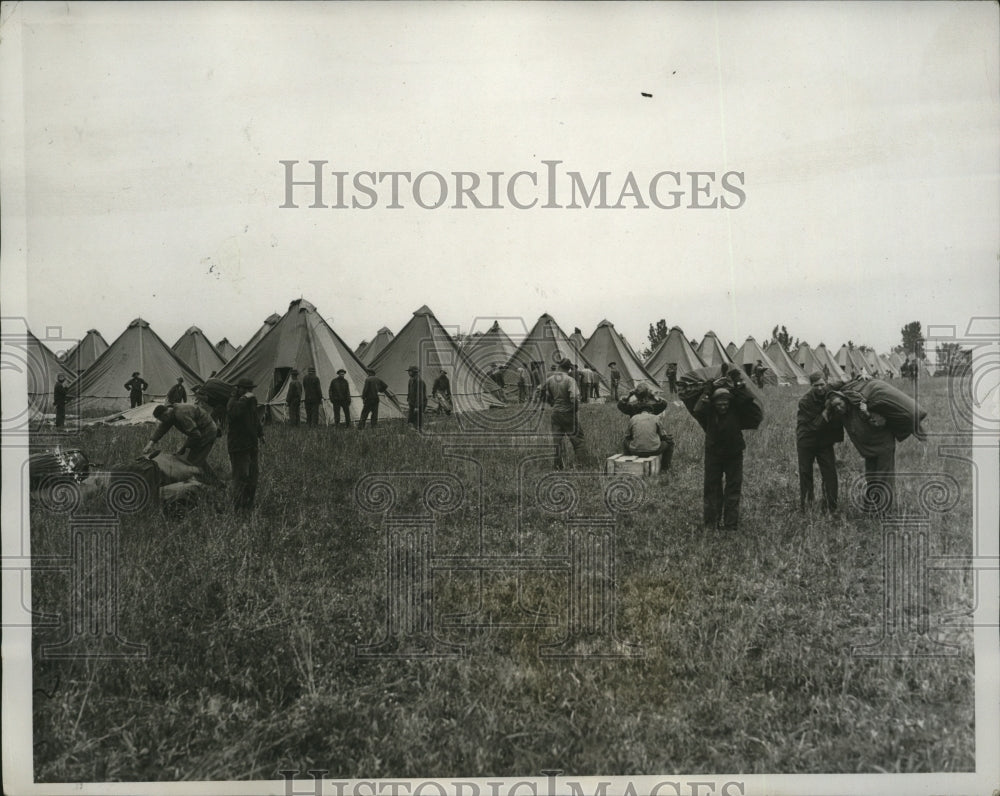1933 Press Photo Brand New Army Tents Being Erected At Fort Hunt - nem64614