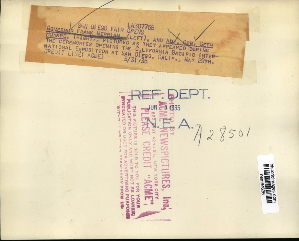 1935 Press Photo Guests at California Pacific International Exposition's opening