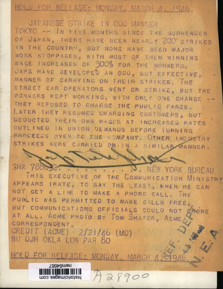 1946 Press Photo Japanese Telephone Executive of Communication Ministry