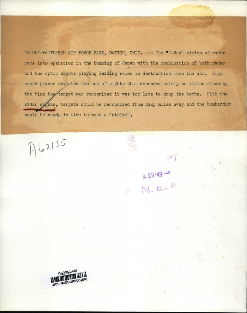 1949 Press Photo "X-Ray" vision of radar at the Wright Patterson Air Force Base