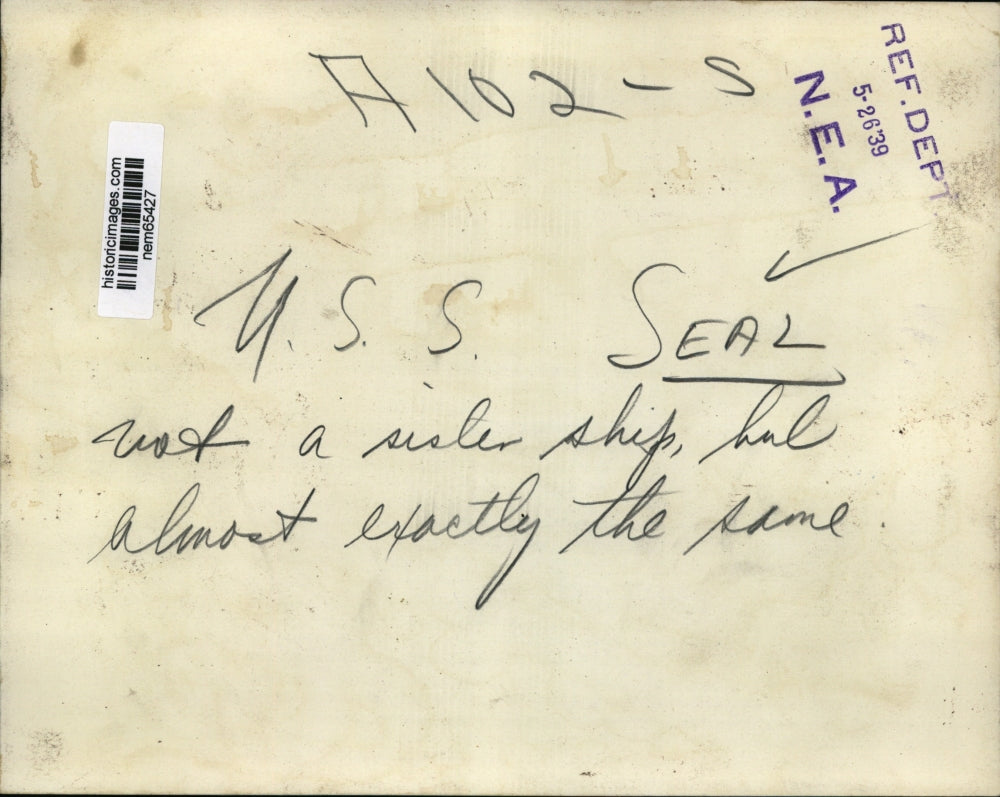 1939 Press Photo U.S.S. Seal with a sister ship, hull almost exactly the same