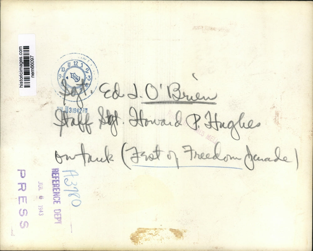 1943 Press Photo American Soldiers on tans at Freedom Festival Parade