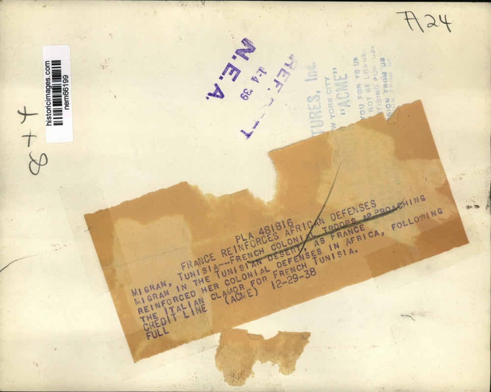 1938 Press Photo French Colonial Troops reinforce Defense in Africa - nem66199