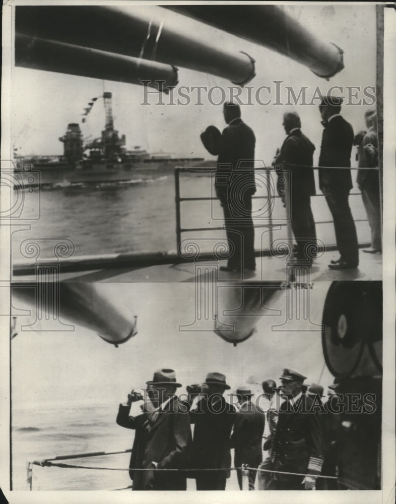 Load image into Gallery viewer, 1930 Press Photo President H. Hoover watching the fleet - nem66321
