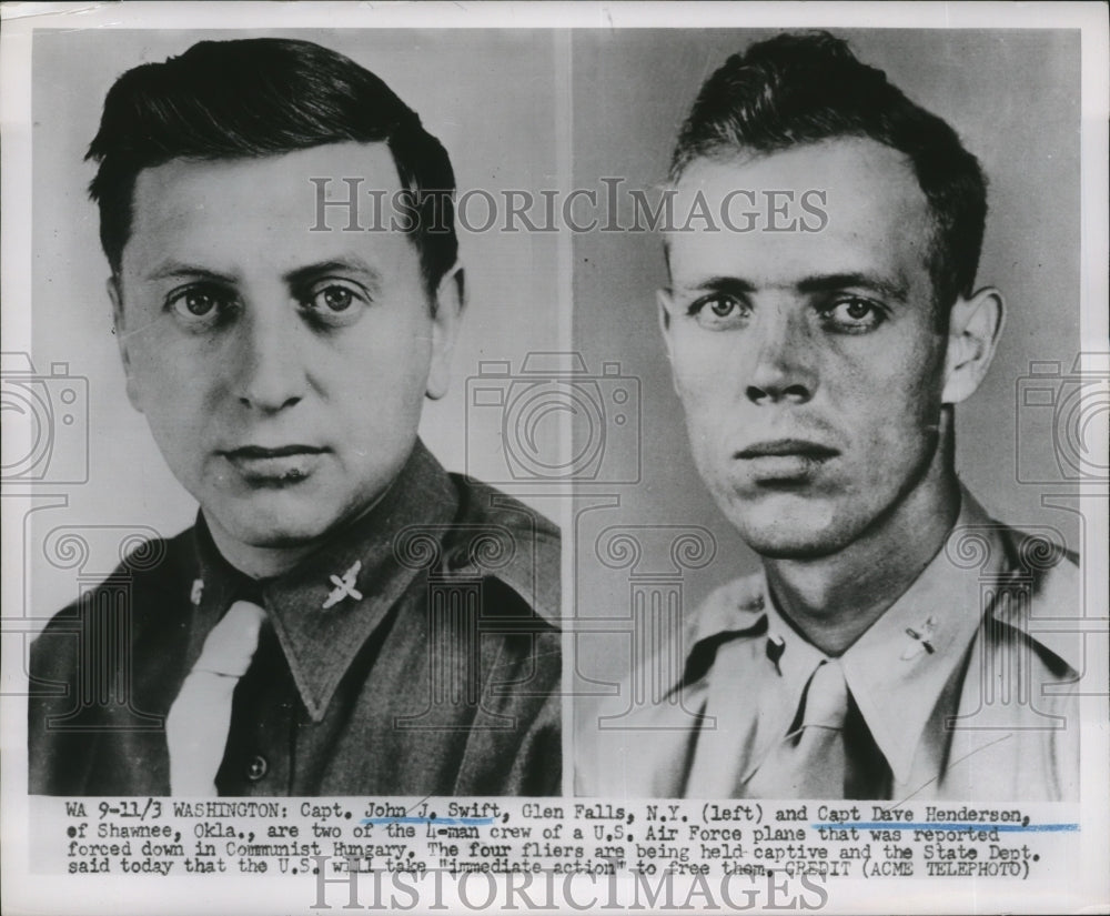 1951 Press Photo Capt. Swift and Capt. Henderson reported to be held captive