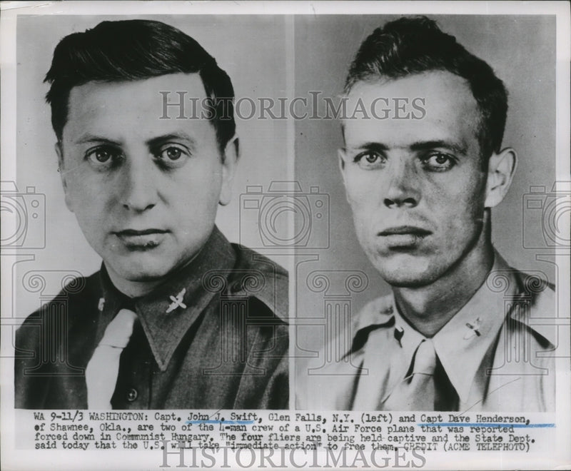 Load image into Gallery viewer, 1951 Press Photo Capt. Swift and Capt. Henderson reported to be held captive
