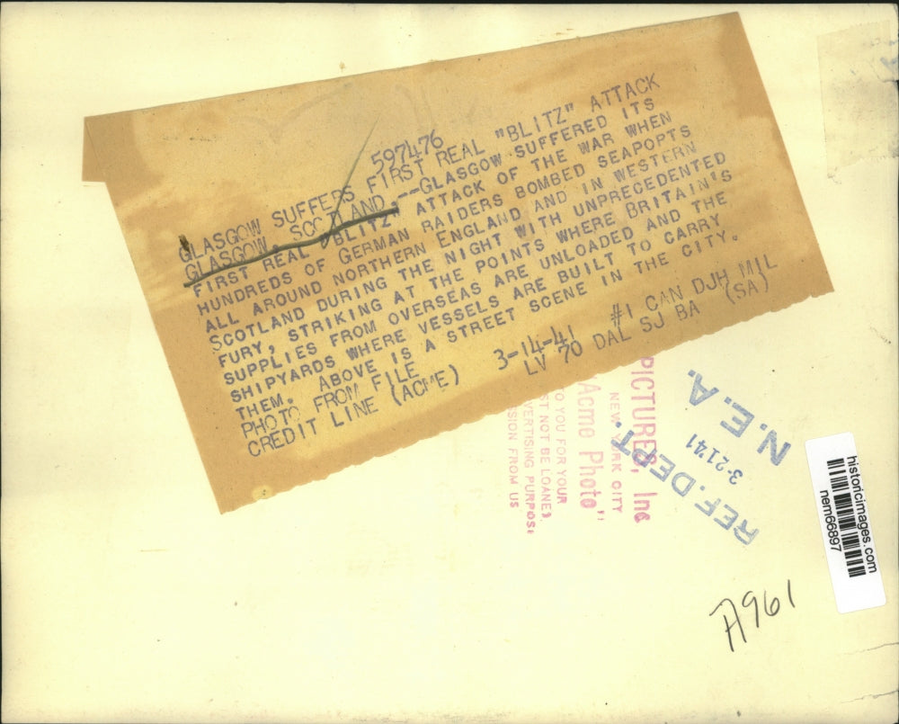 1941 Press Photo peaceful street scene in Glasgow before German bombing WWII