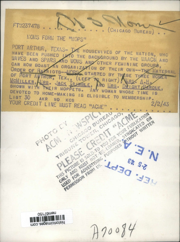 1943 Press Photo Founders of the Organization Material Order of Patriots