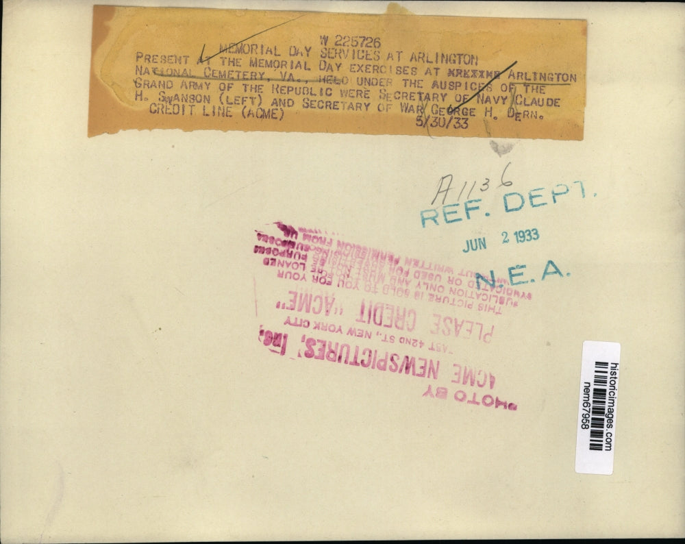 1933 Press Photo Guests at Memorial Day Services at Arlington National Cemetery