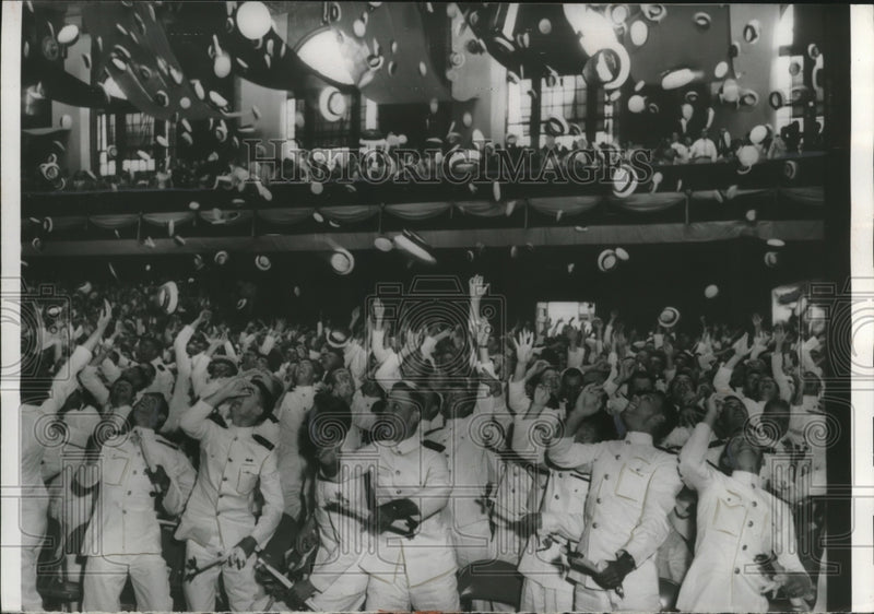 Load image into Gallery viewer, 1956 Press Photo U.S Naval Academy Graduating Class toss their Caps
