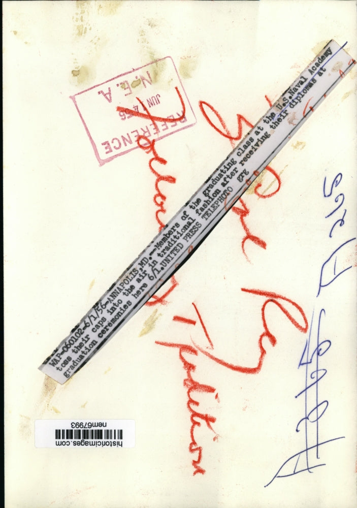 1956 Press Photo U.S Naval Academy Graduating Class toss their Caps