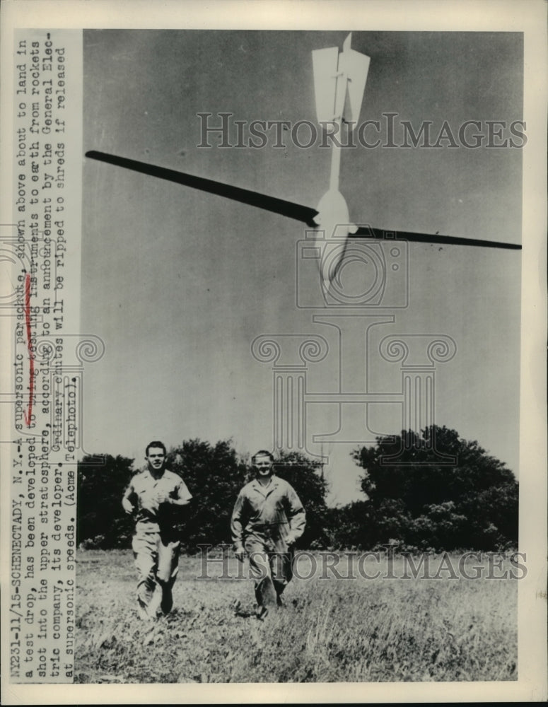 Load image into Gallery viewer, 1948 Press Photo Supersonic Parachute developed General Electric Company
