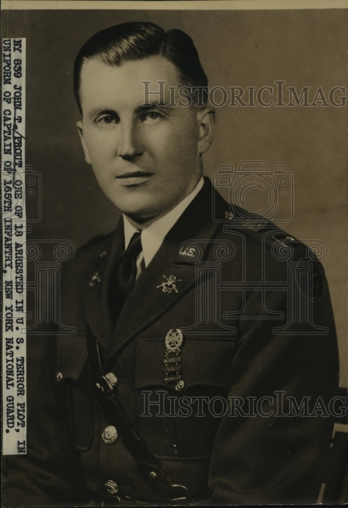 1940 Press Photo John T. Prout arrested in U.S. Terror Plot