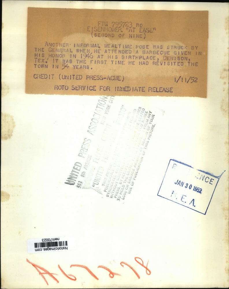 1952 Press Photo Gen Eisenhower attends barbecue given in his honor in Denenison