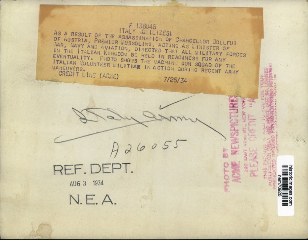 1934 Press Photo Italian Volunteer Militia in action during maneuvers