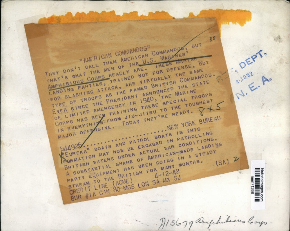 1942 Press Photo Marines Amphibious Corps "Eureka" patrol boats on British Water