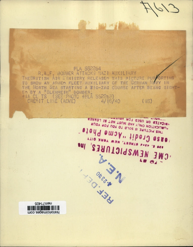 1940 Press Photo Armed Fleet auxillary of German navy in North Sea - nem71405