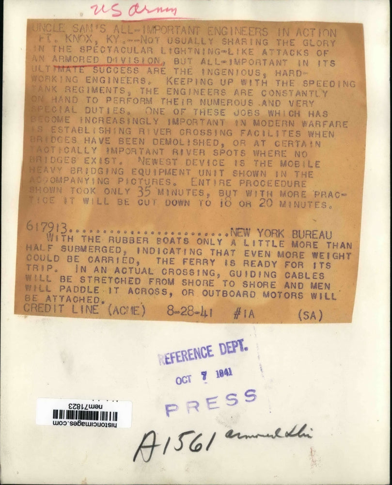 1941 Press Photo U.S Army Engineers works on River Bridges - nem71823