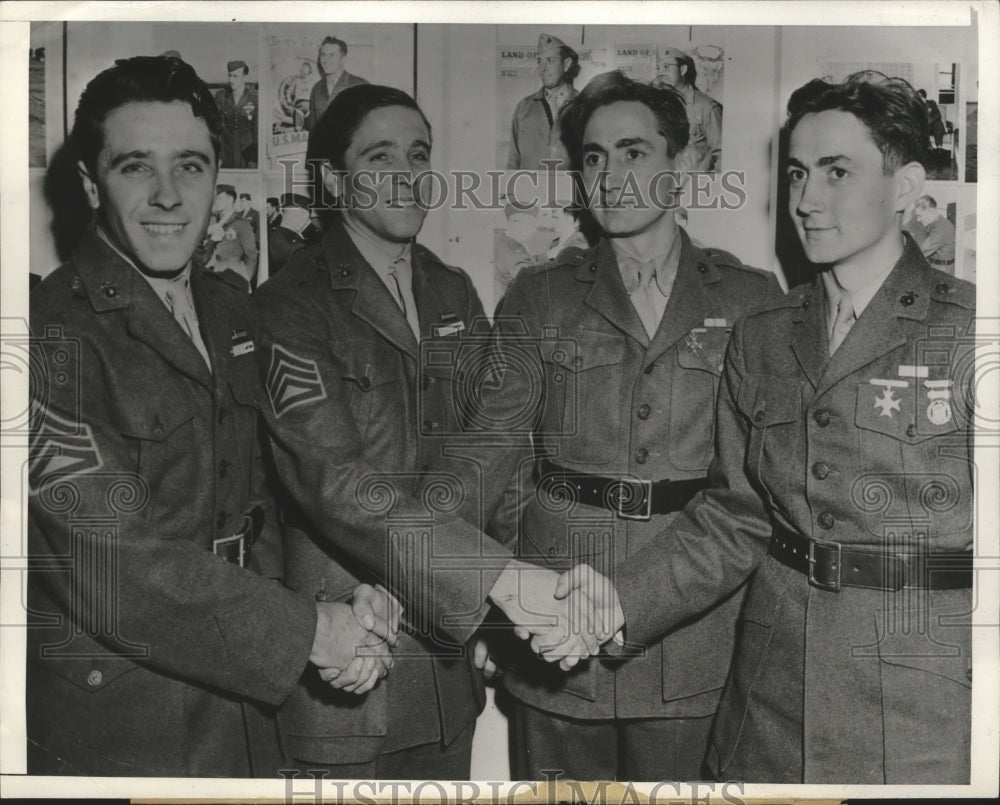 1944 Press Photo Marines Antos & John Boxler, Herschel & Erschel Bray