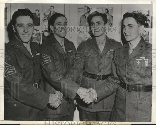 1944 Press Photo Marines Antos & John Boxler, Herschel & Erschel Bray