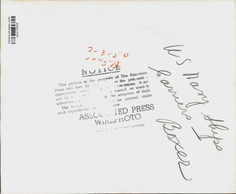 1950 Press Photo US Navy aircraft carrier Boxer at anchor in the Orient