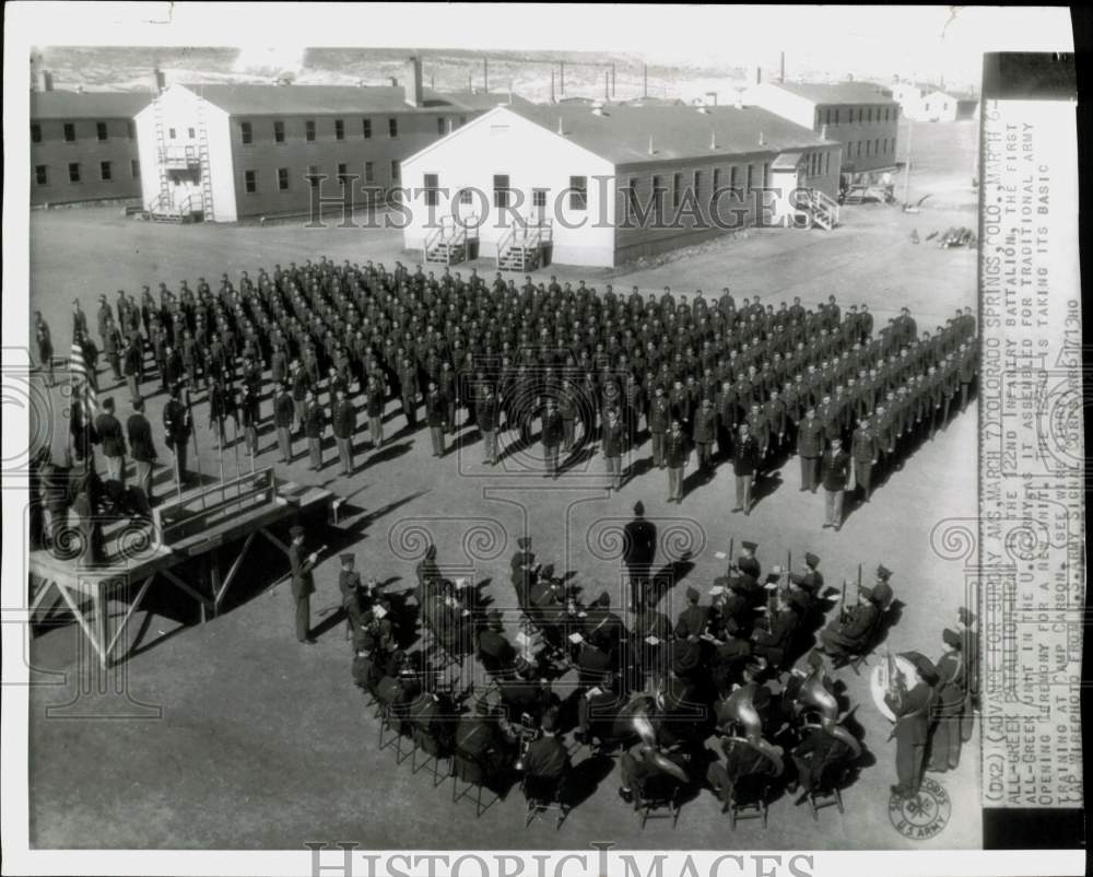 1943 Press Photo Ceremony for first all-Greek infantry battalion, Camp Carson CO- Historic Images