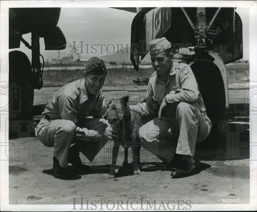 1950 Press Photo Leland Walker, Canine Lt Col Pat O&#39;Malley, and Abraham Shock- Historic Images