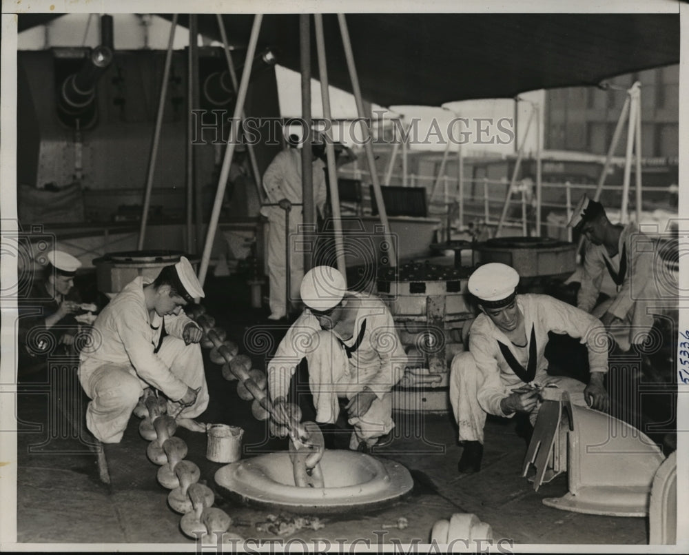 1939 Press Photo New York Five Seamen of Australian Cruiser Perth NYC- Historic Images