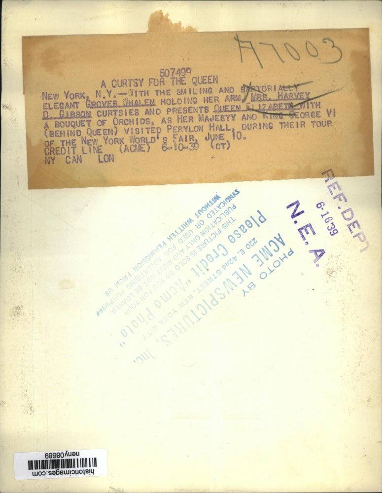 1939 Press Photo New York Queen Elizabeth visited Perylon Hall NYC - neny08689