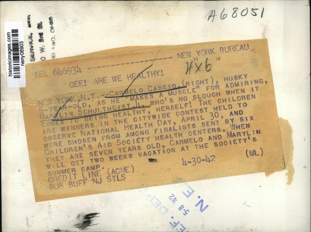 1942 Press Photo New York Winners of Contest National Health Day NYC - neny08903