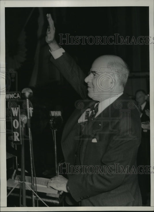 1938 Press Photo New York Governor Herbert Lehman at Democratic Rally NYC