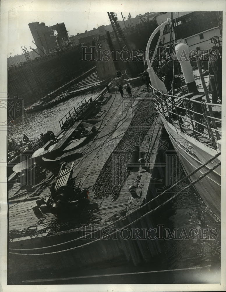 1938 Press Photo New York Huge Chain To Plow Ocean Bed Weighs 43000 Lbs NYC- Historic Images