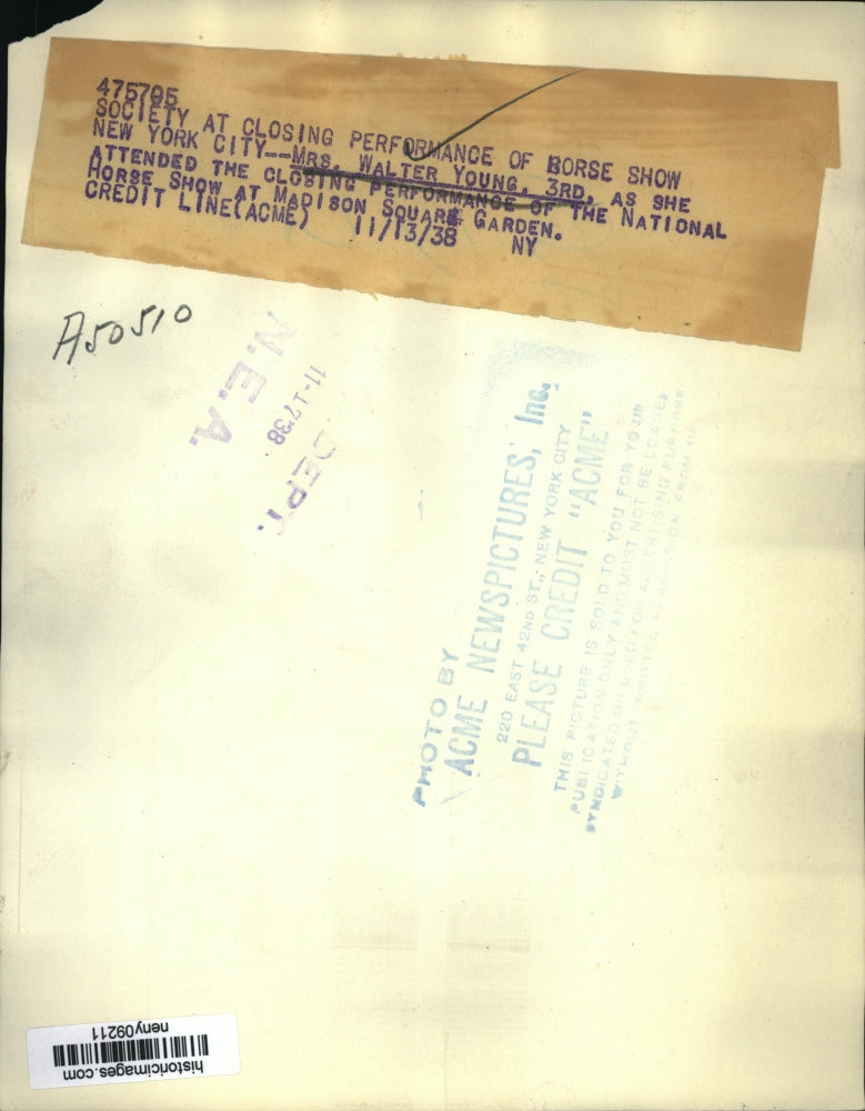 1938 Press Photo New York Society at closing of National Horse Show NYC