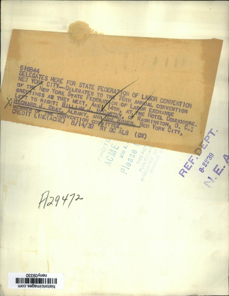 1939 Press Photo NY Delegates Meet at Federation of Labor Convention NYC