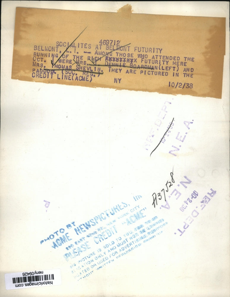 1938 Press Photo New York Belmont Park races & society attending NYC - neny09426