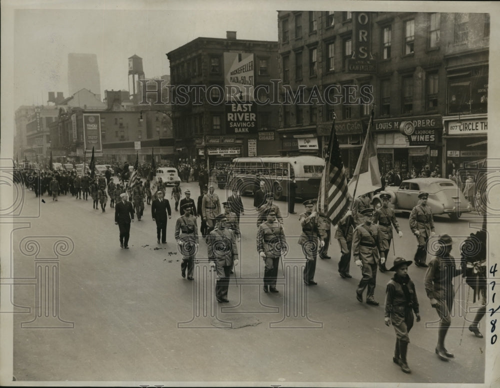 1938 Press Photo New York Columbus Day Parade 5,000 March NYC- Historic Images