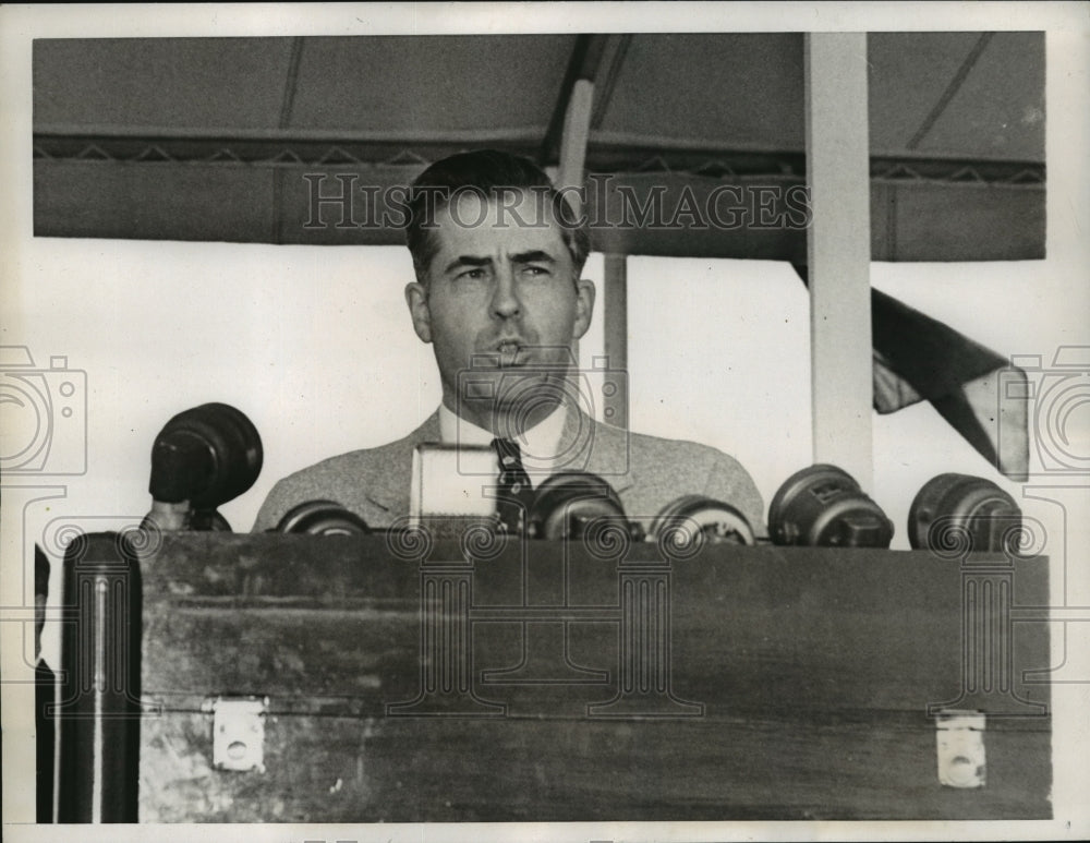 1938 Press Photo New York Sec of Ag Henry L Wallace Speaks at Worlds Fair NYC- Historic Images