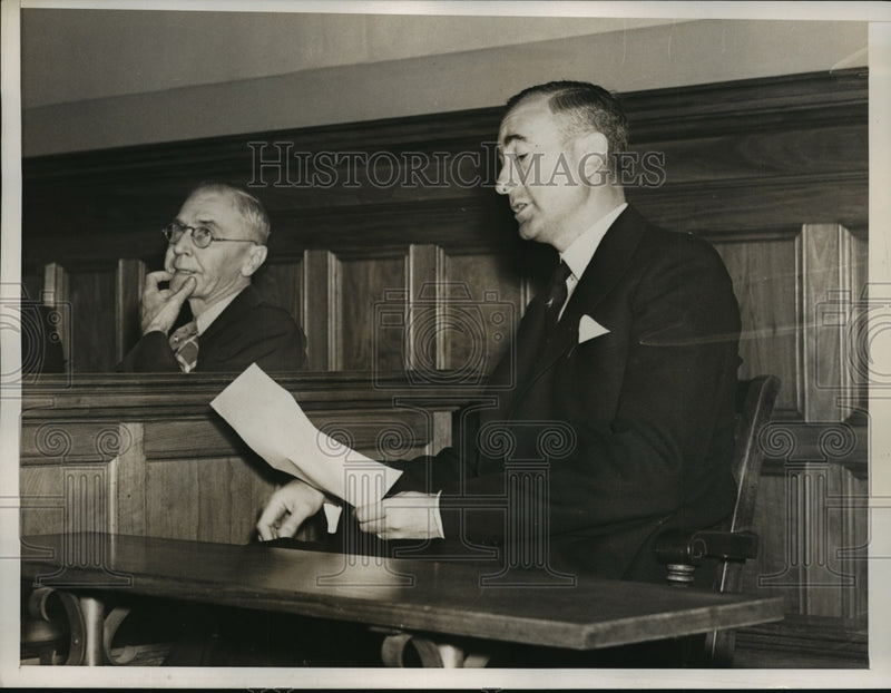 Load image into Gallery viewer, 1938 Press Photo New York Judge John J. O'Rourke on the stand NYC - neny10030

